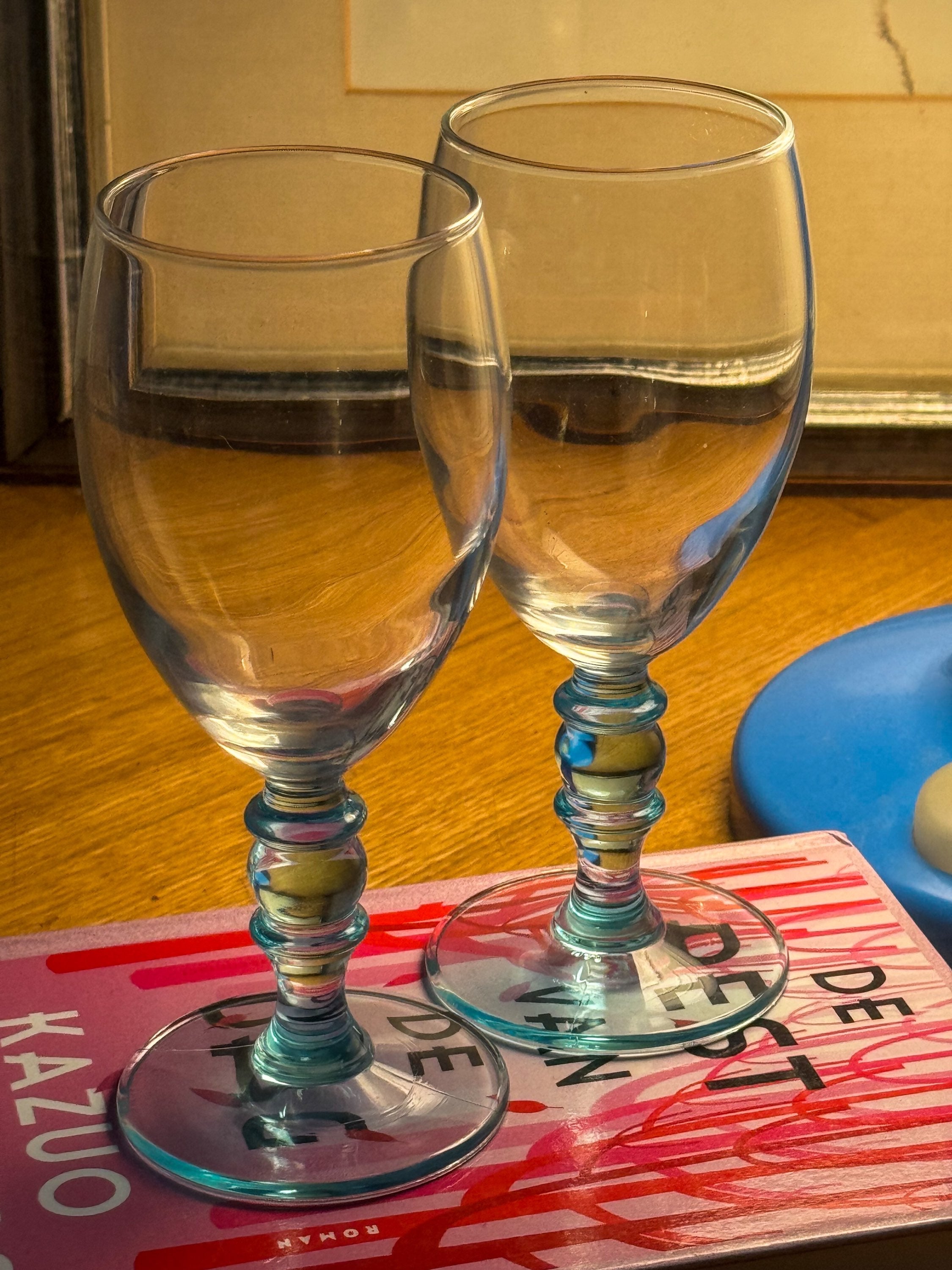 Set of six wine glasses
