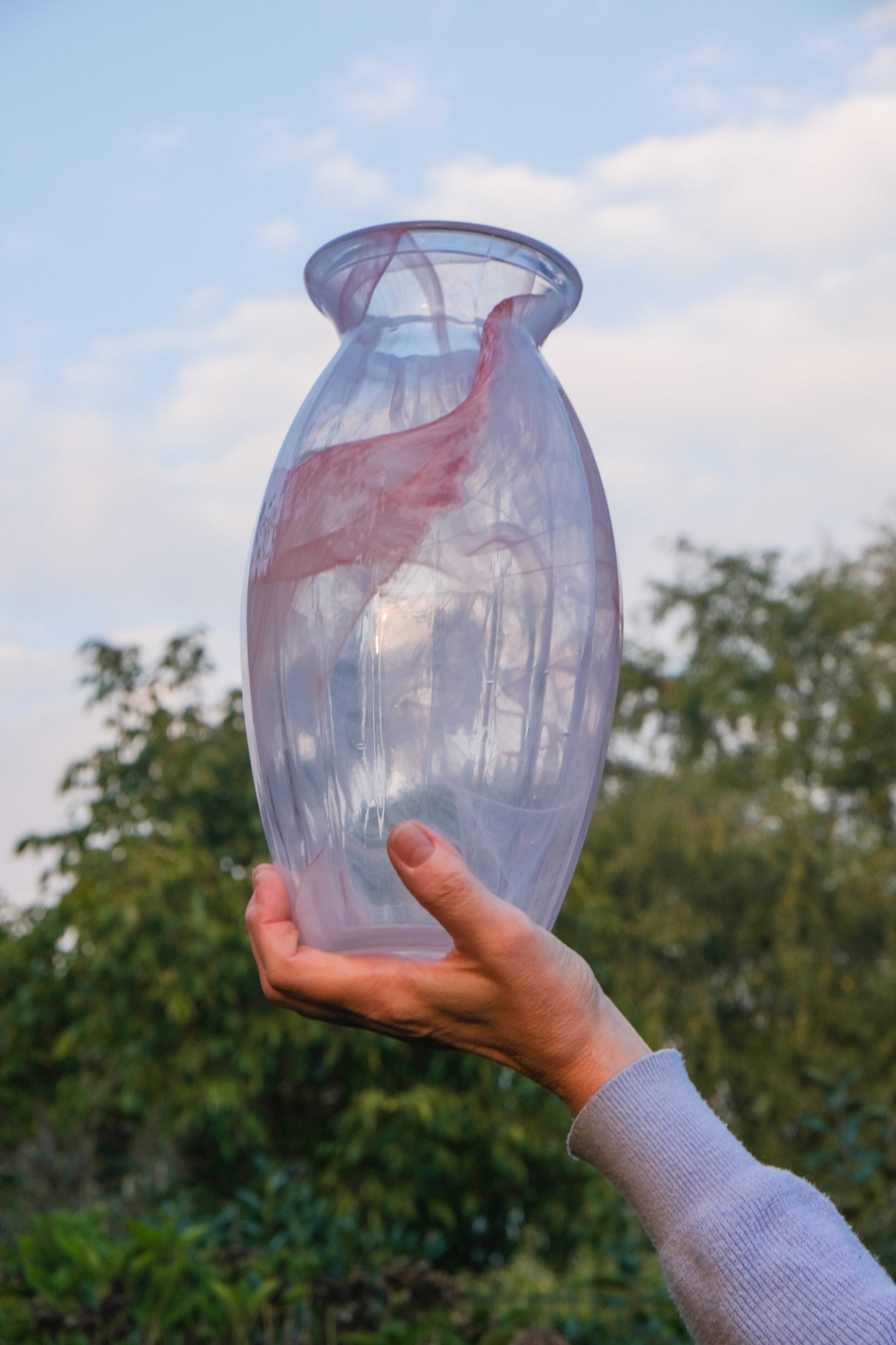 Pink semitransparant vase