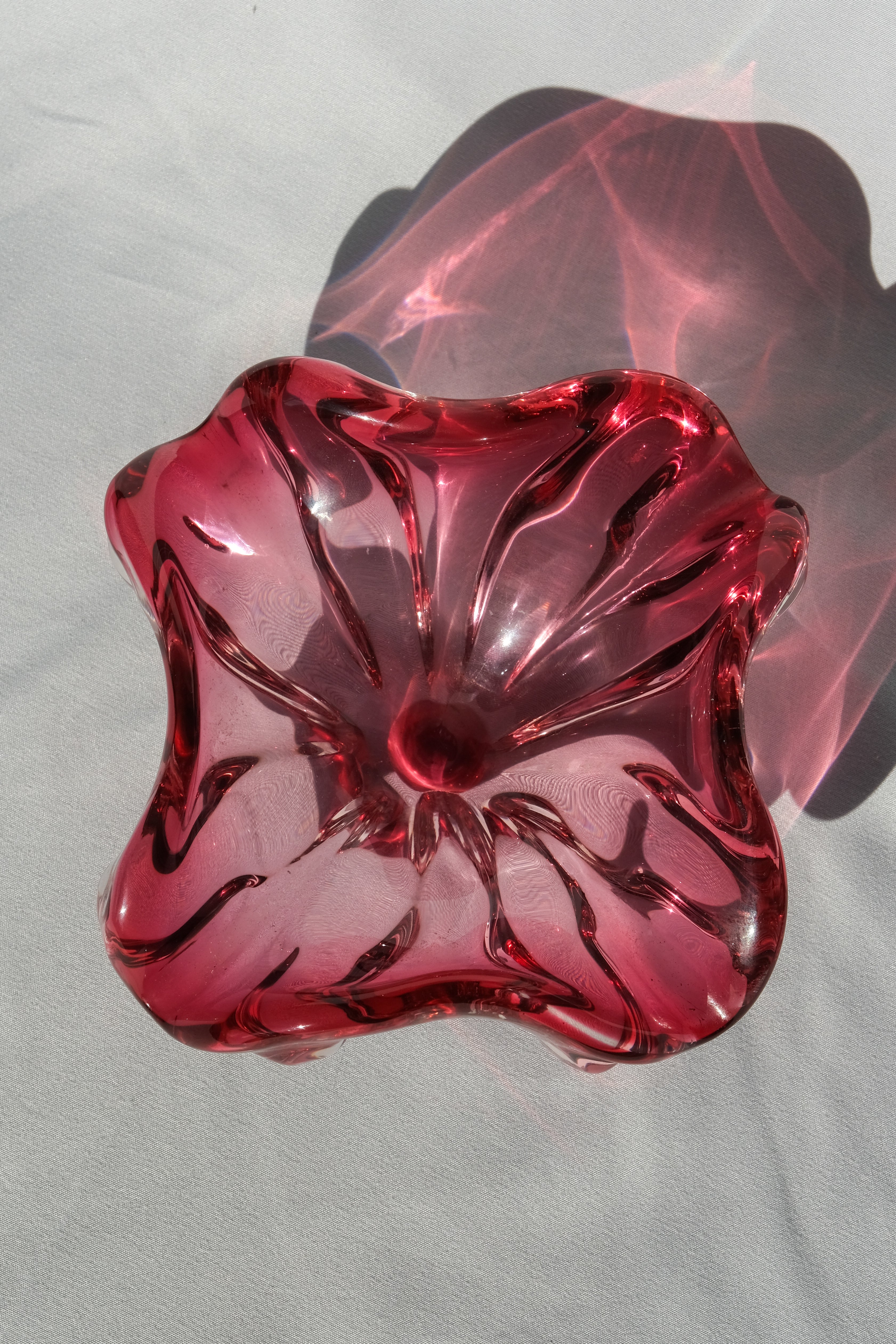 Pink glass bowl