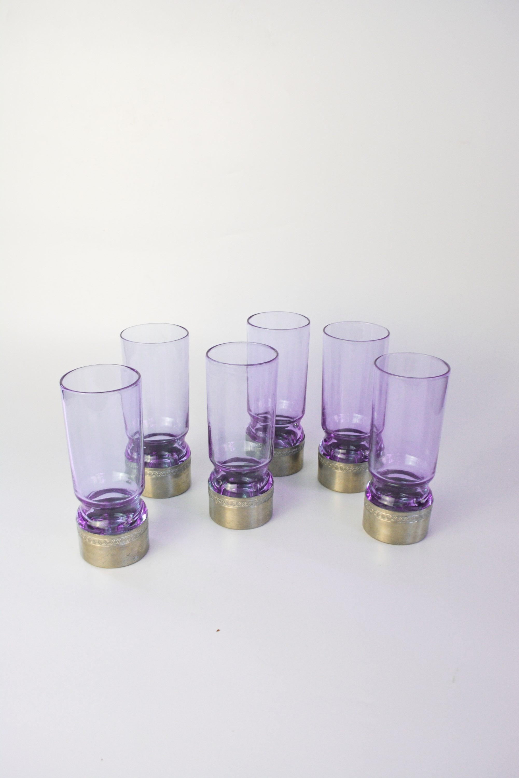Set of six alexandrite longdrink glasses