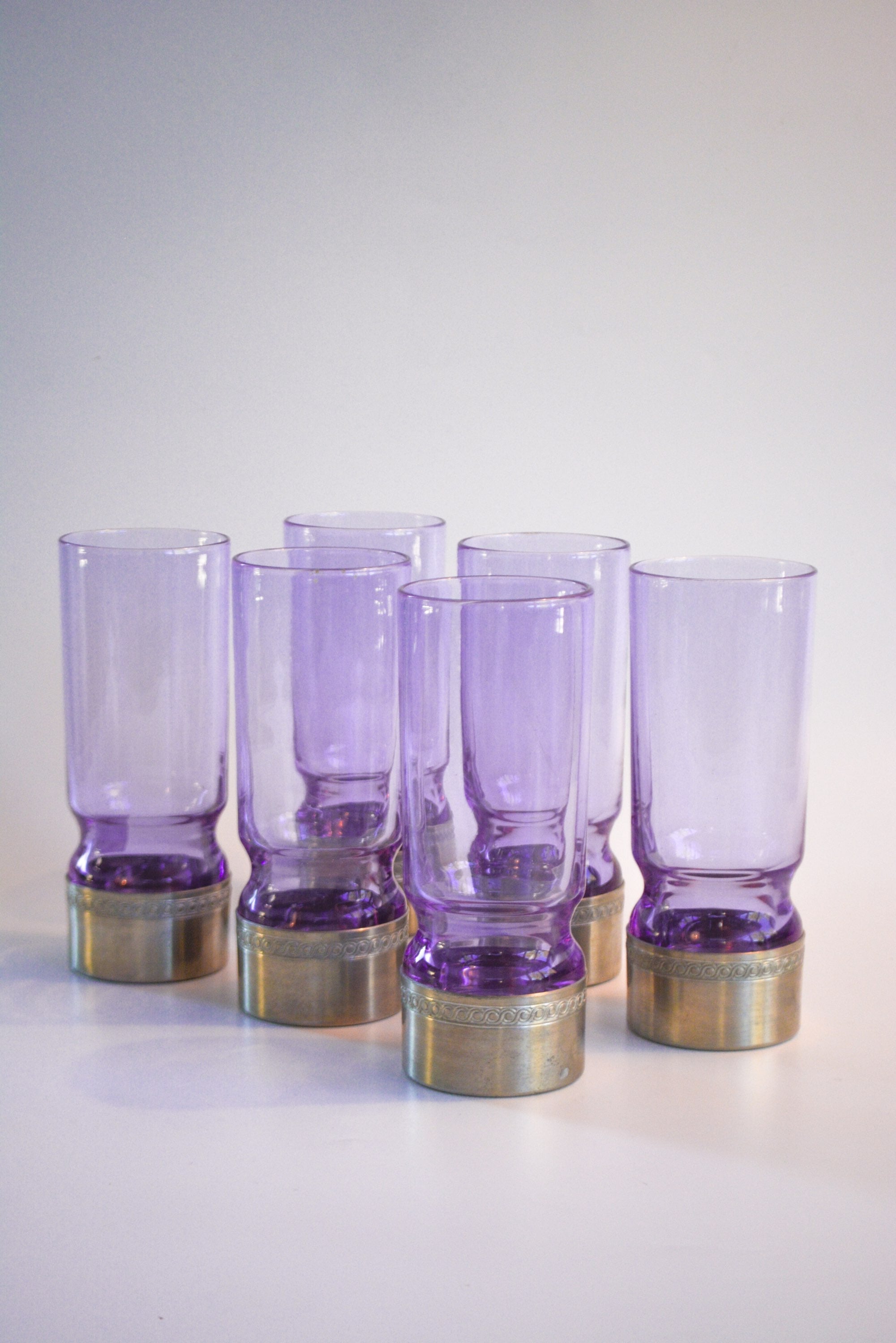 Set of six alexandrite longdrink glasses