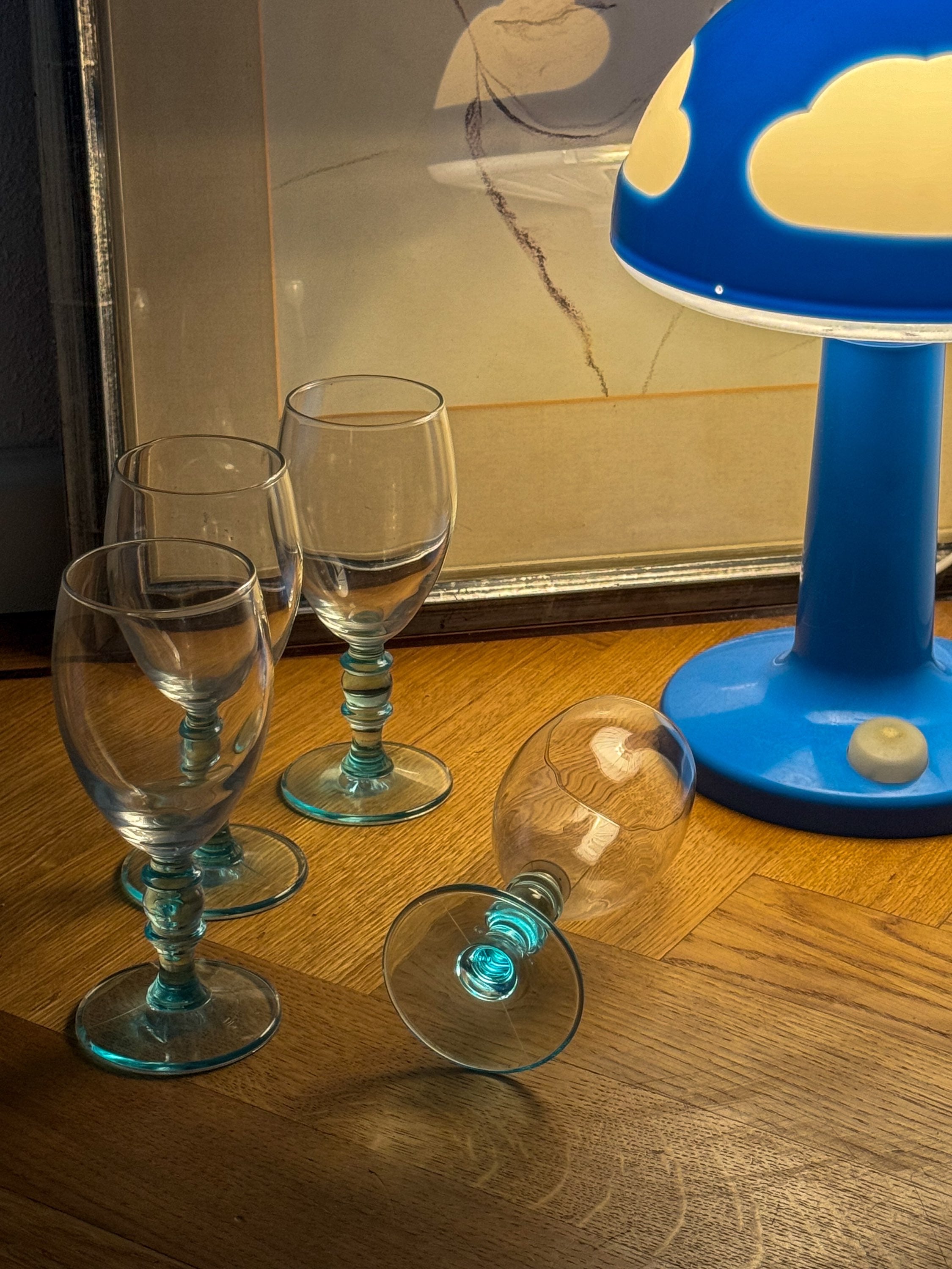Set of six wine glasses