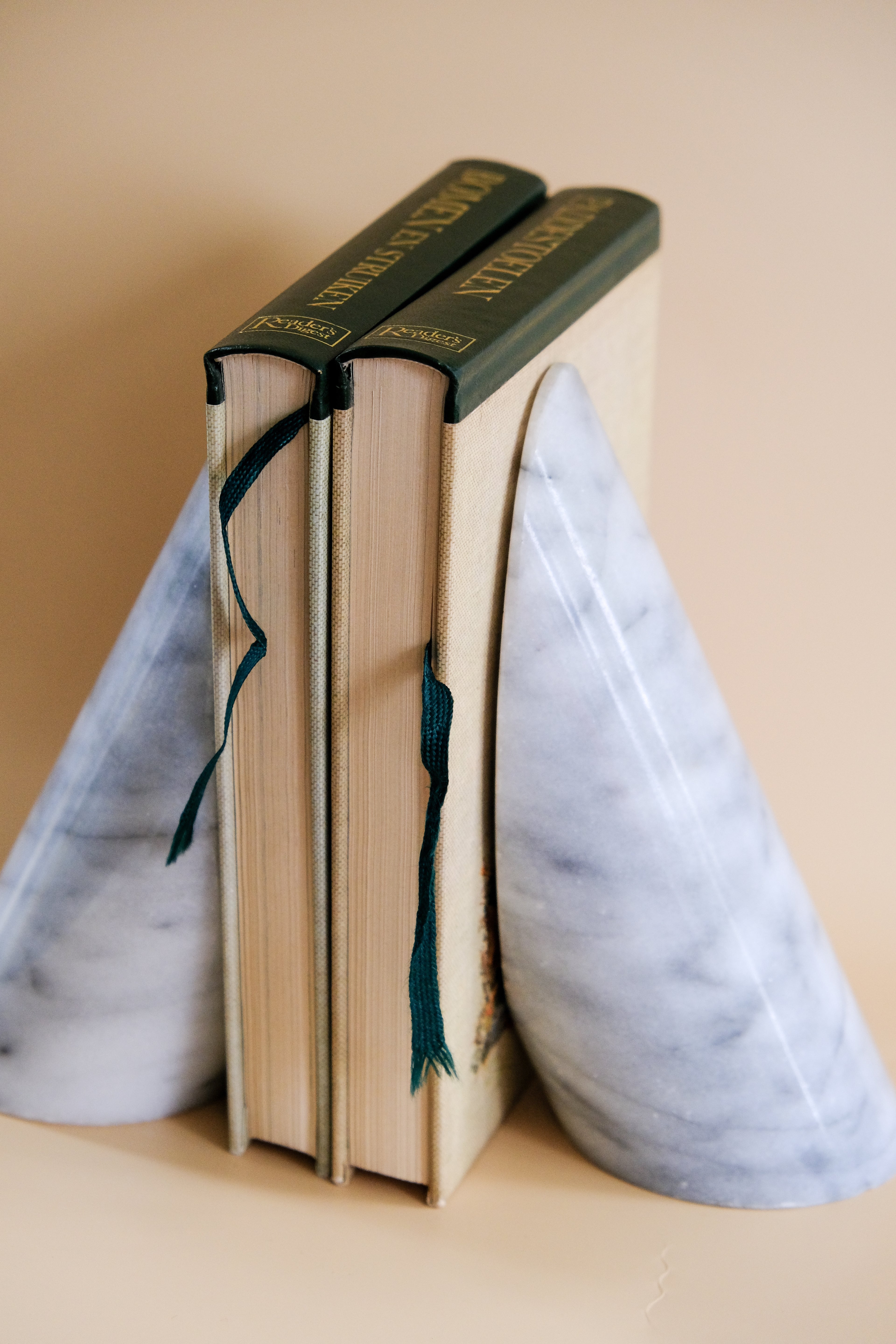 Sculptural marble book ends
