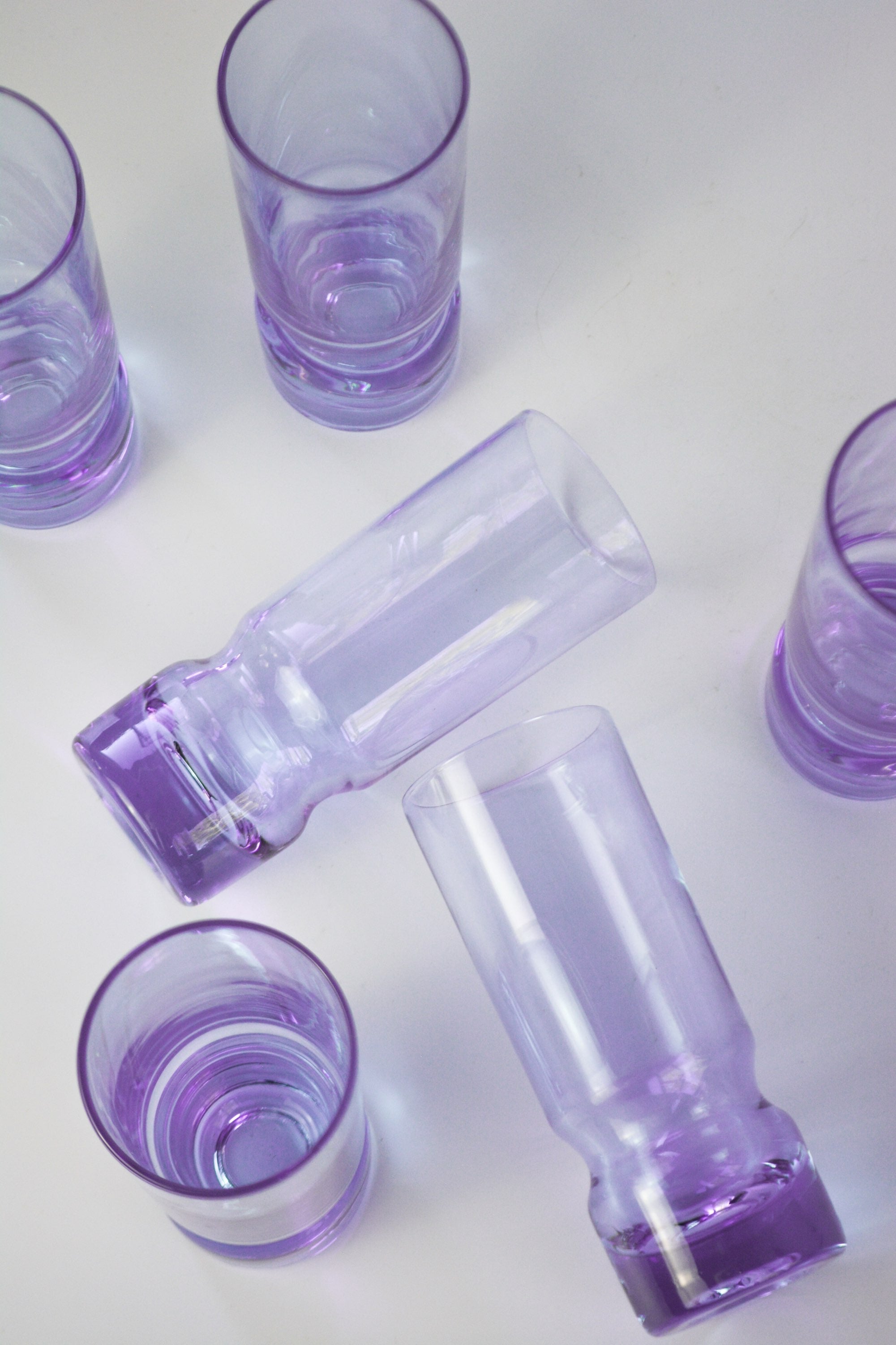 Set of six alexandrite longdrink glasses