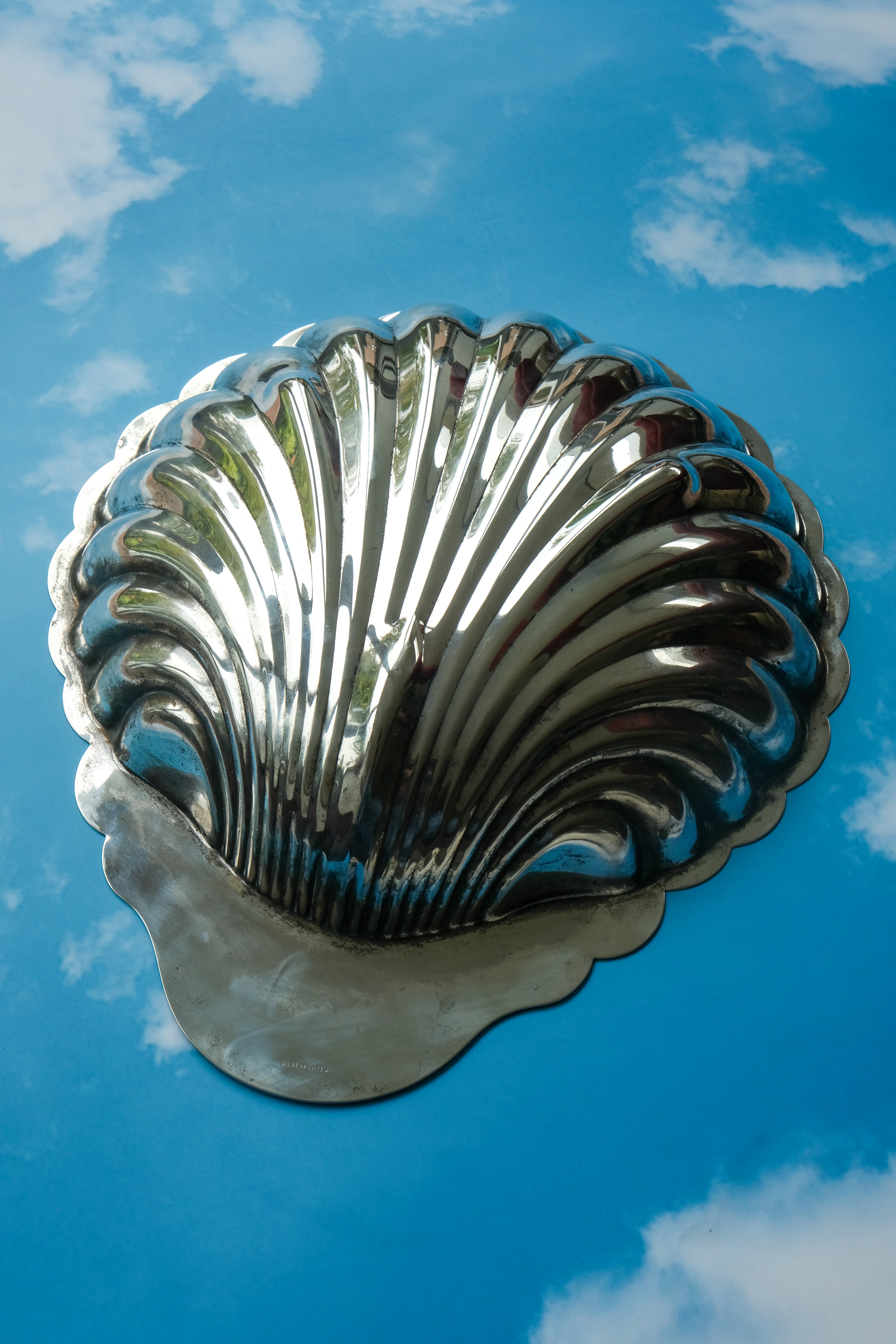 Large silverplated shell bowl