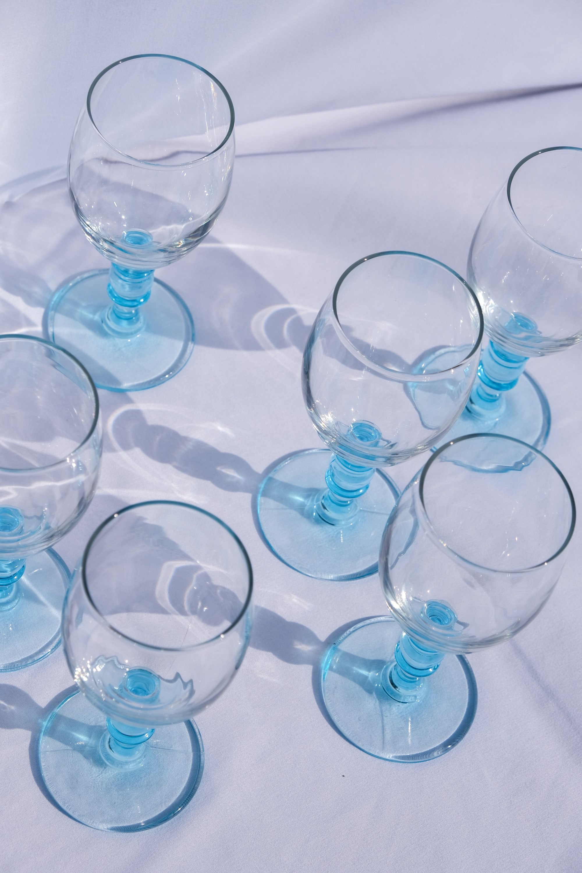 Set of six wine glasses