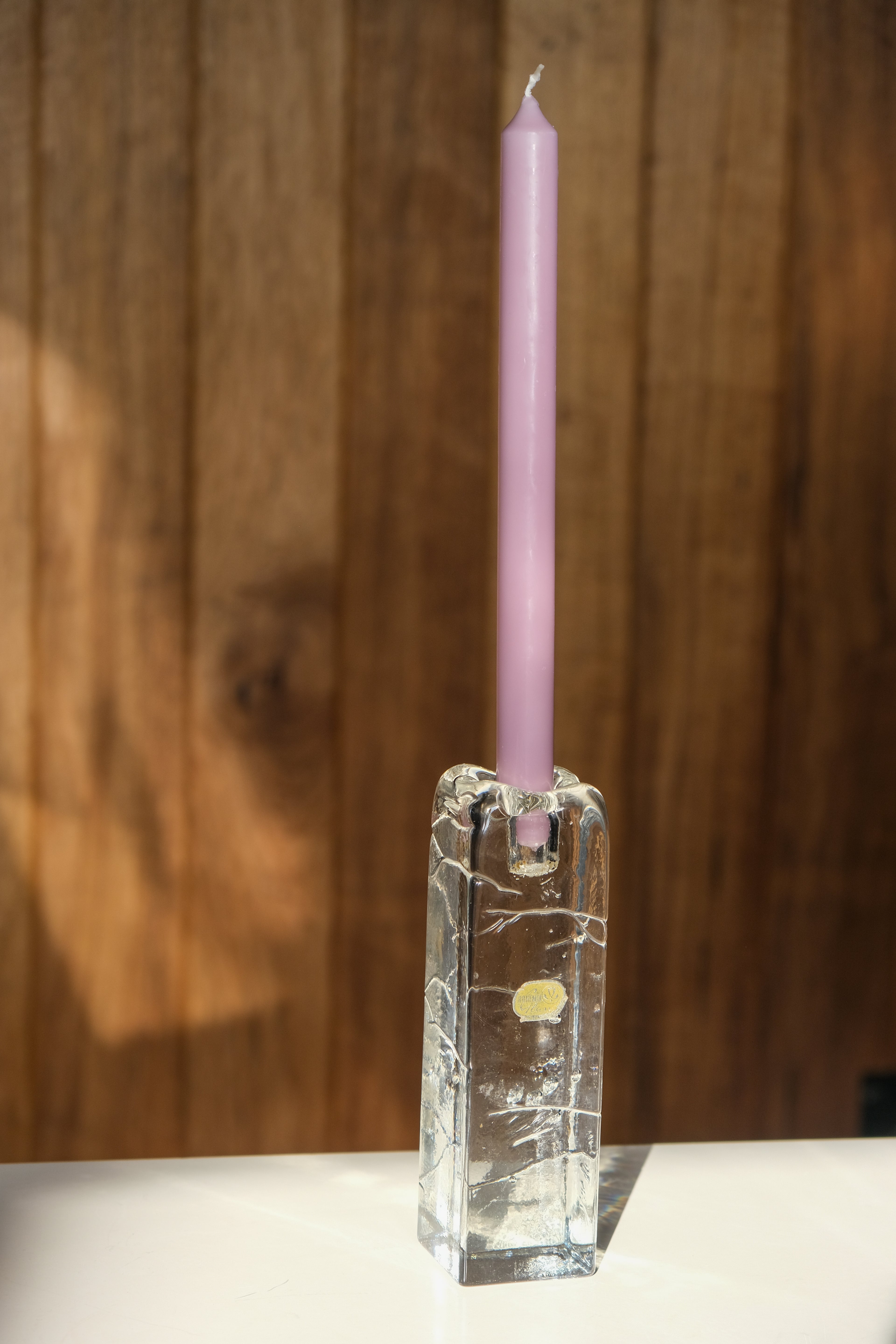 Heavy glass candle holder