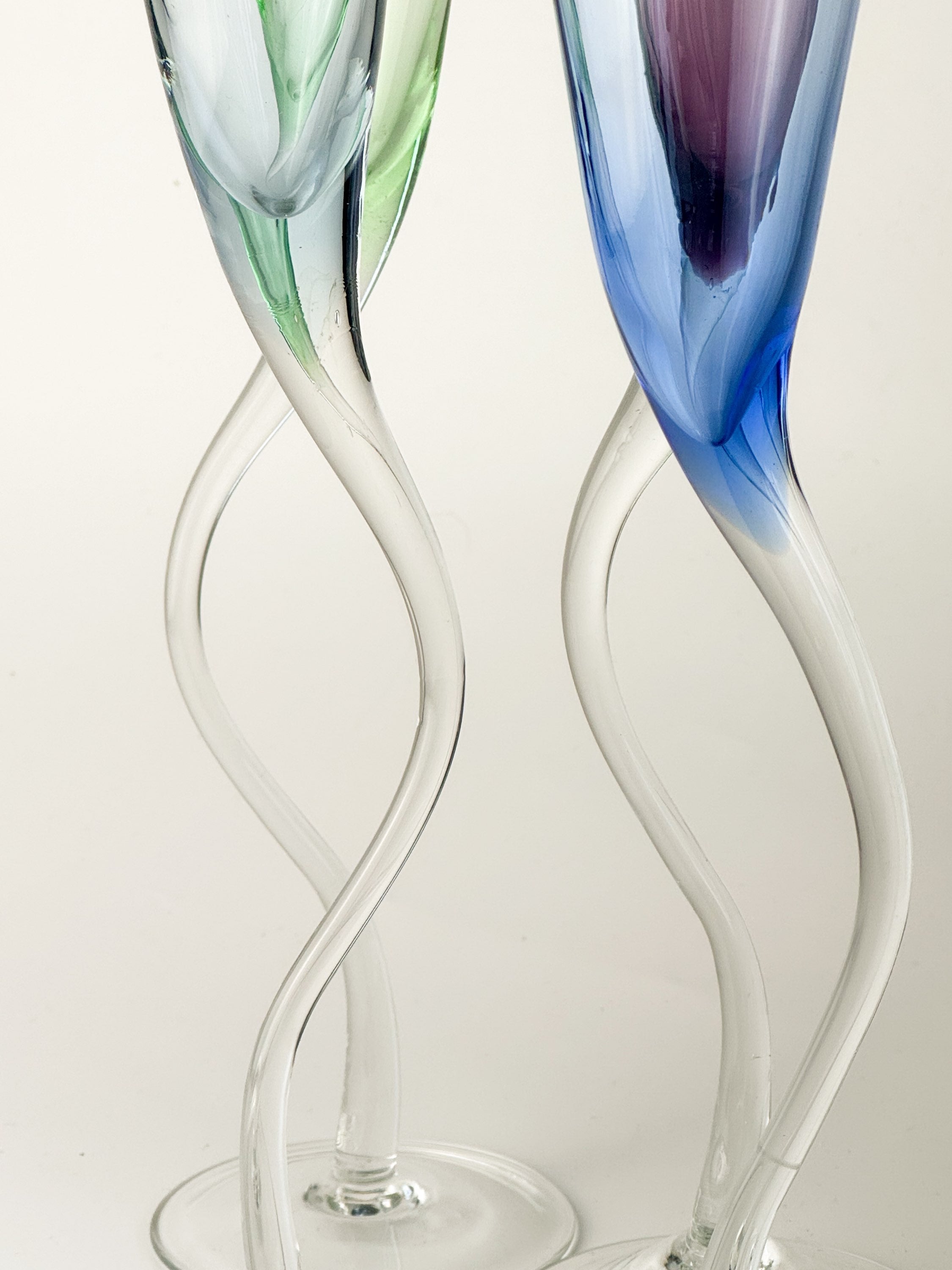 Set of four tall champagne flutes