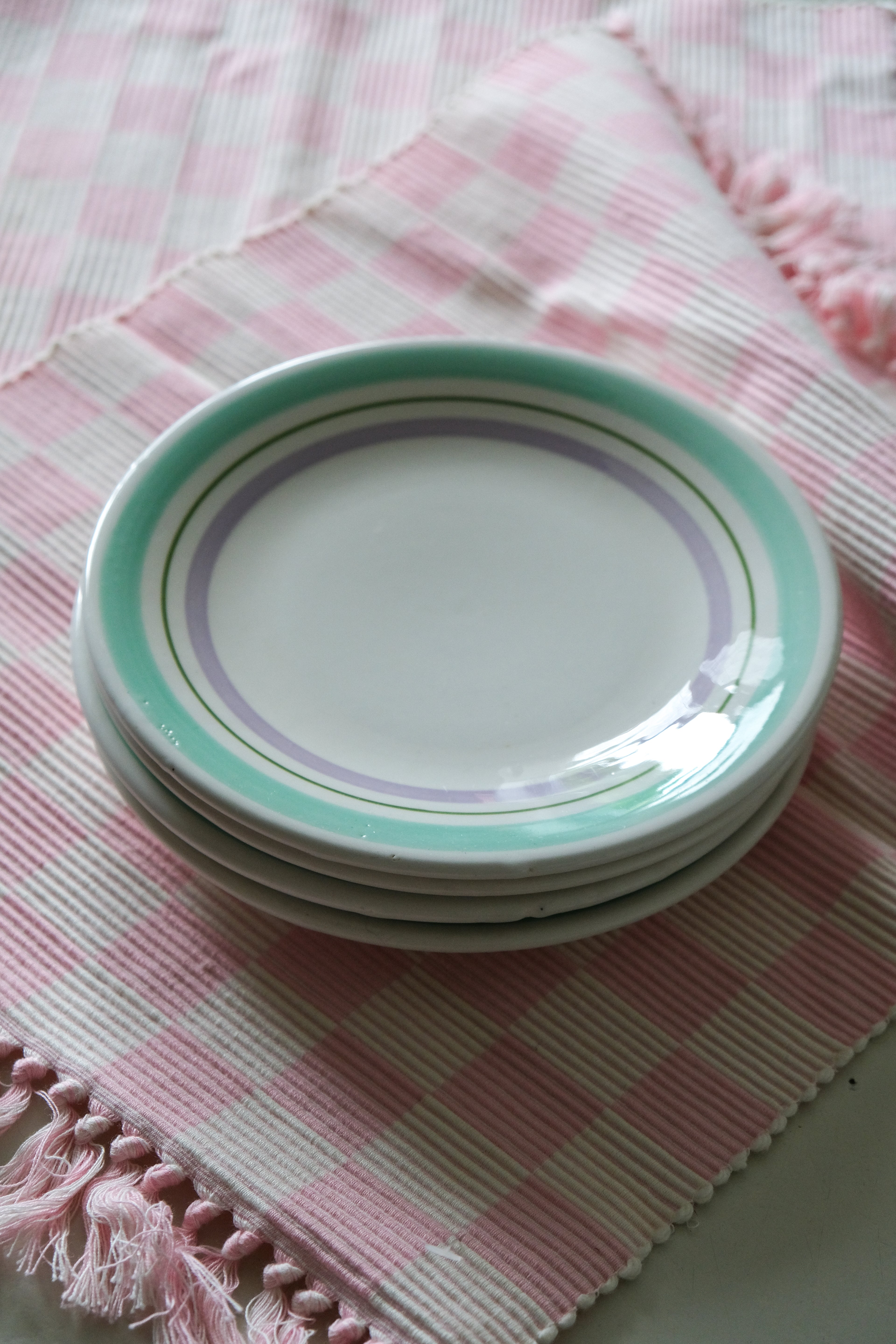 Set of four breakfast plates