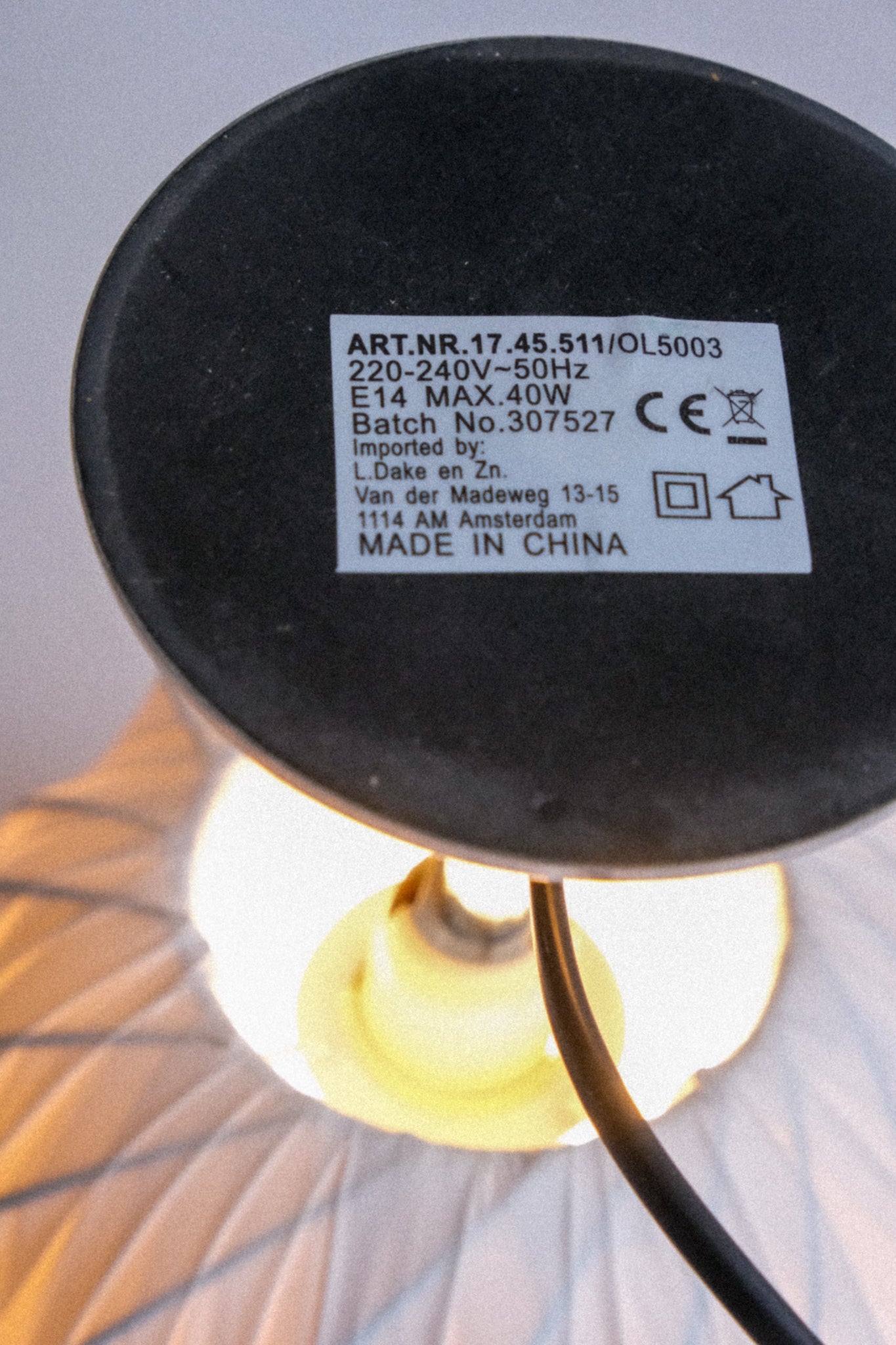 Fabric & inox table lamp