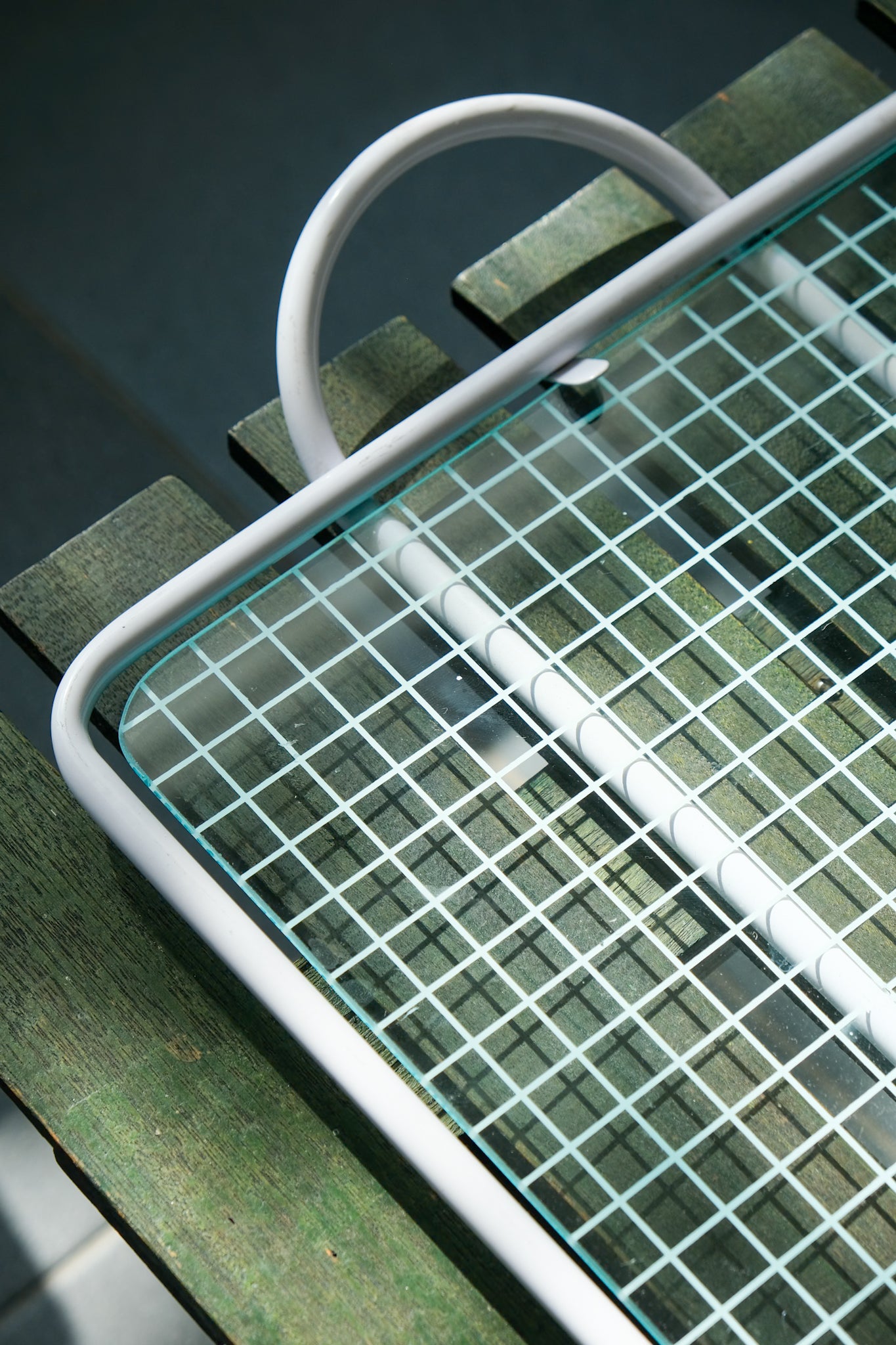 Checkered glass tray