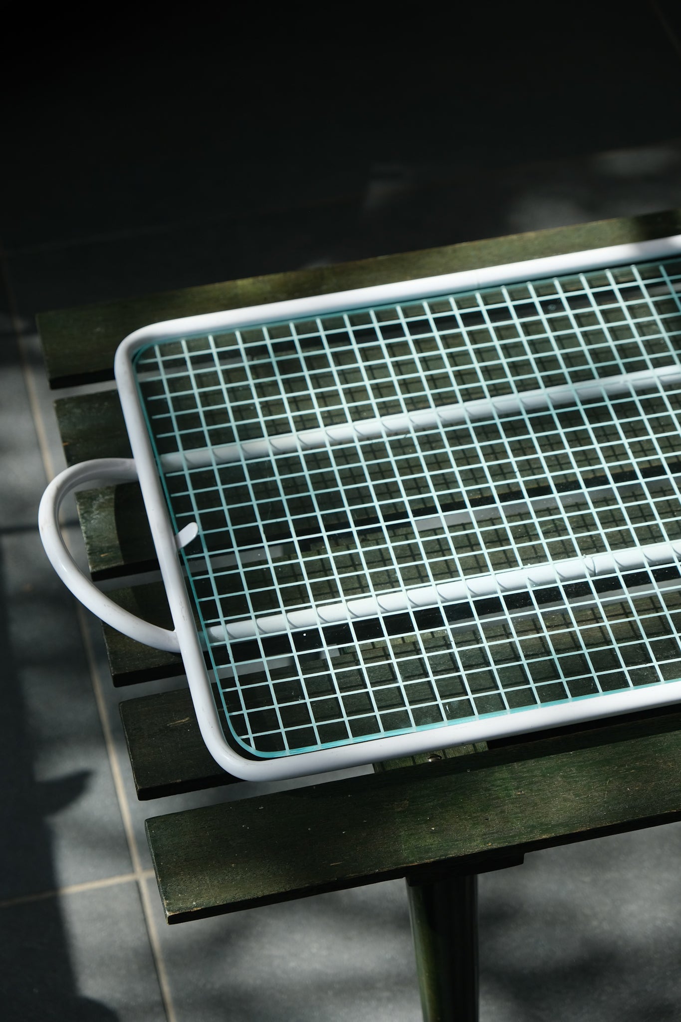 Checkered glass tray