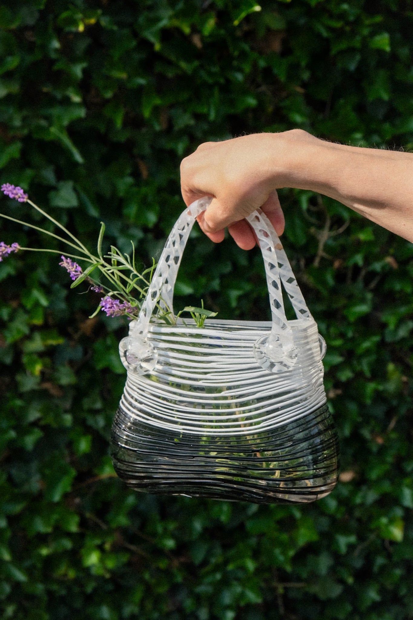 Glass purse vase