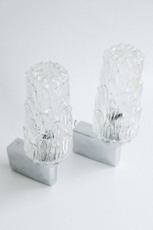 Textured glass wall sconce