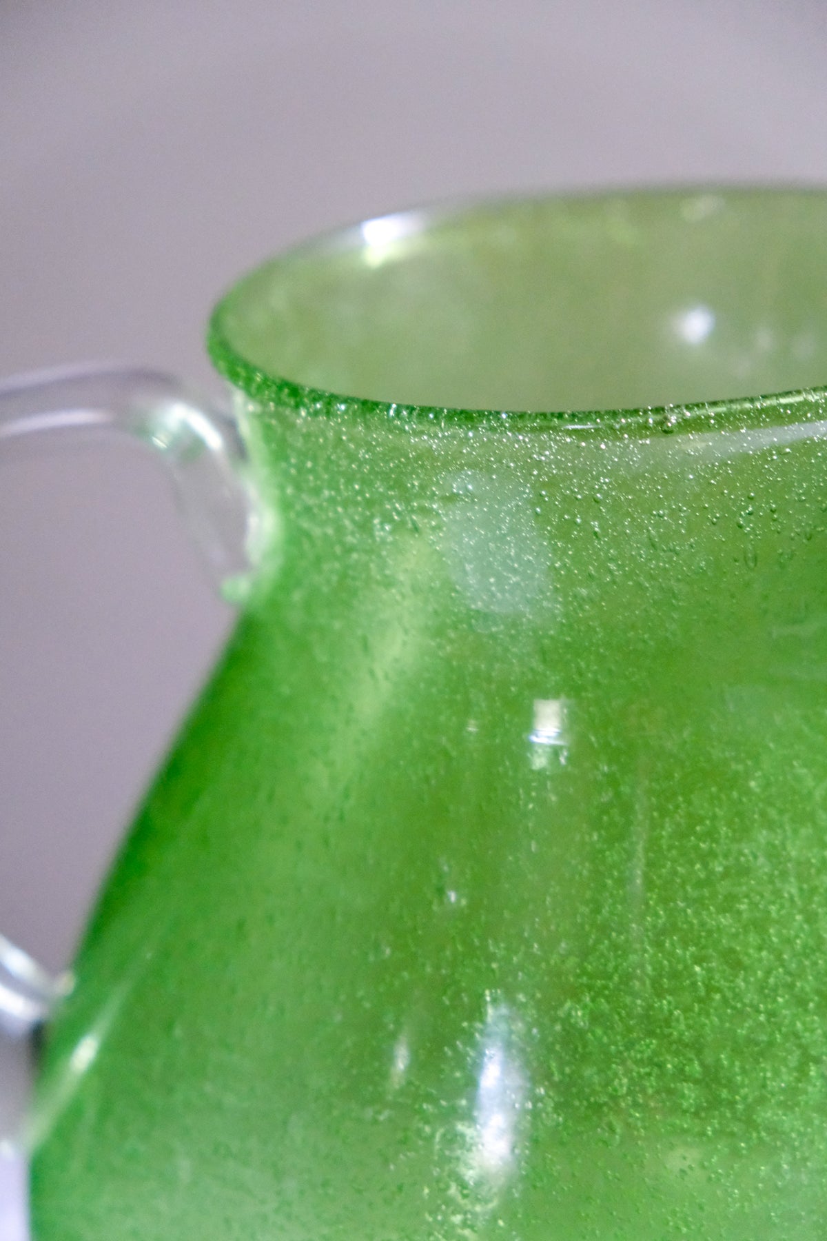 Lime green bubble glass pitcher