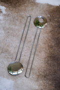 Modernist steel salad servers with wire handles