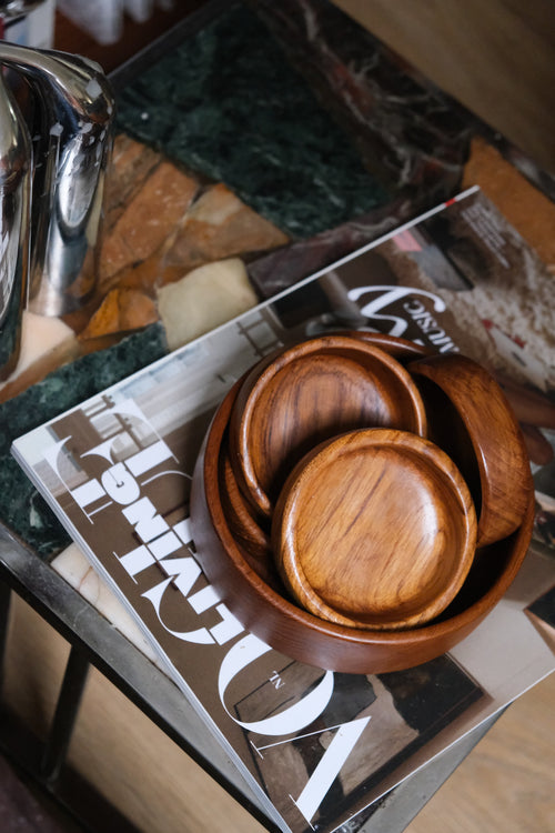 Teak wood bowls - Set of five