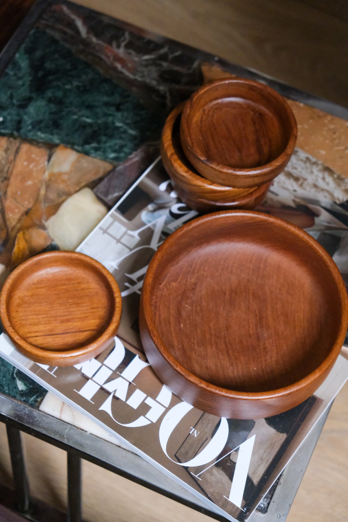 Teak wood bowls - Set of five