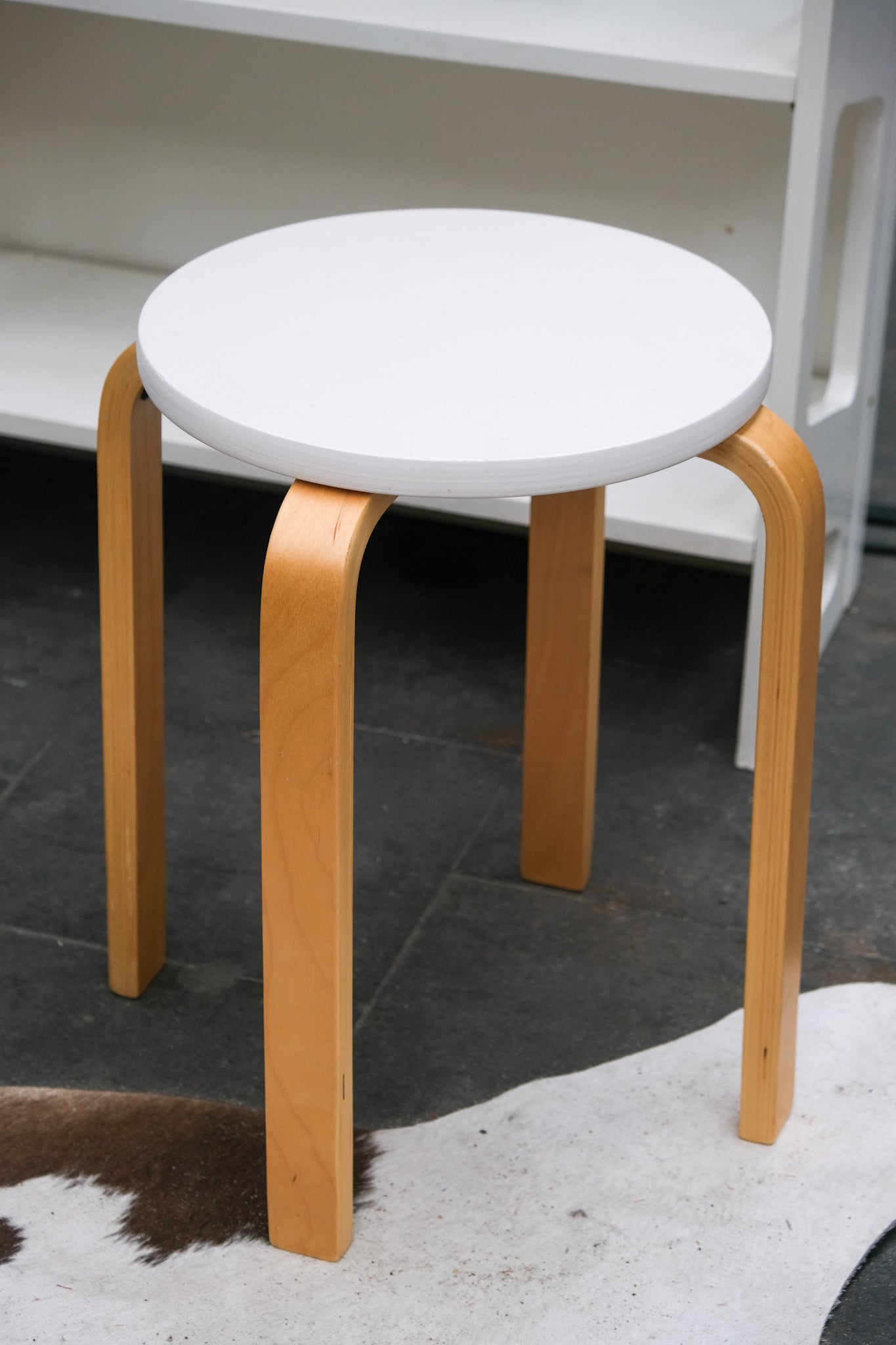 Wood & white stool