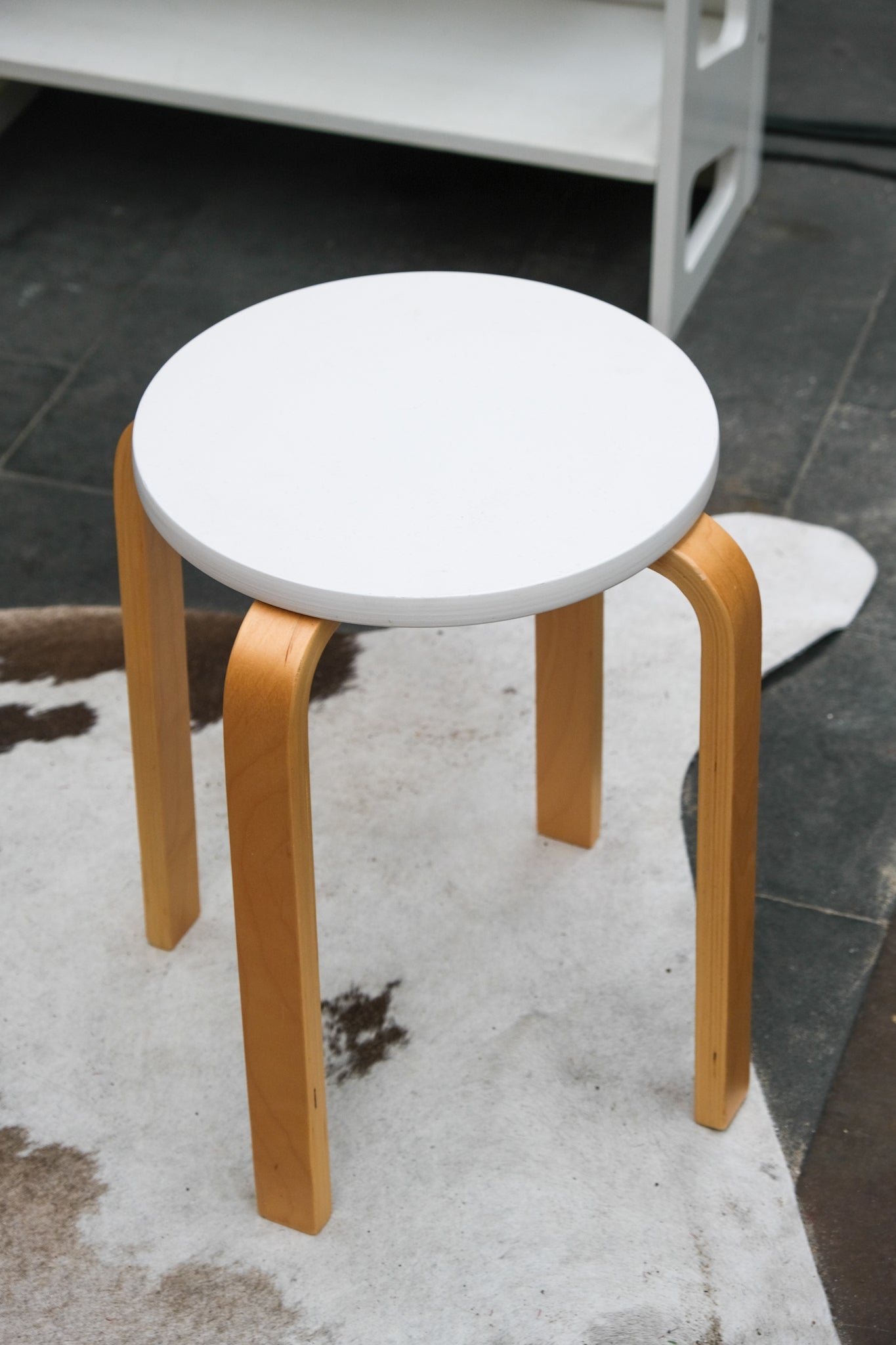 Wood & white stool