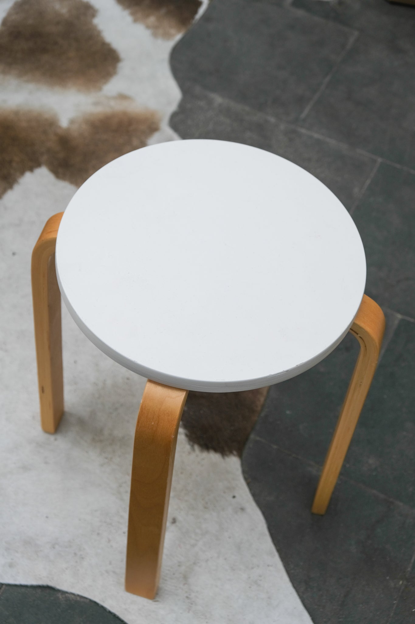 Wood & white stool