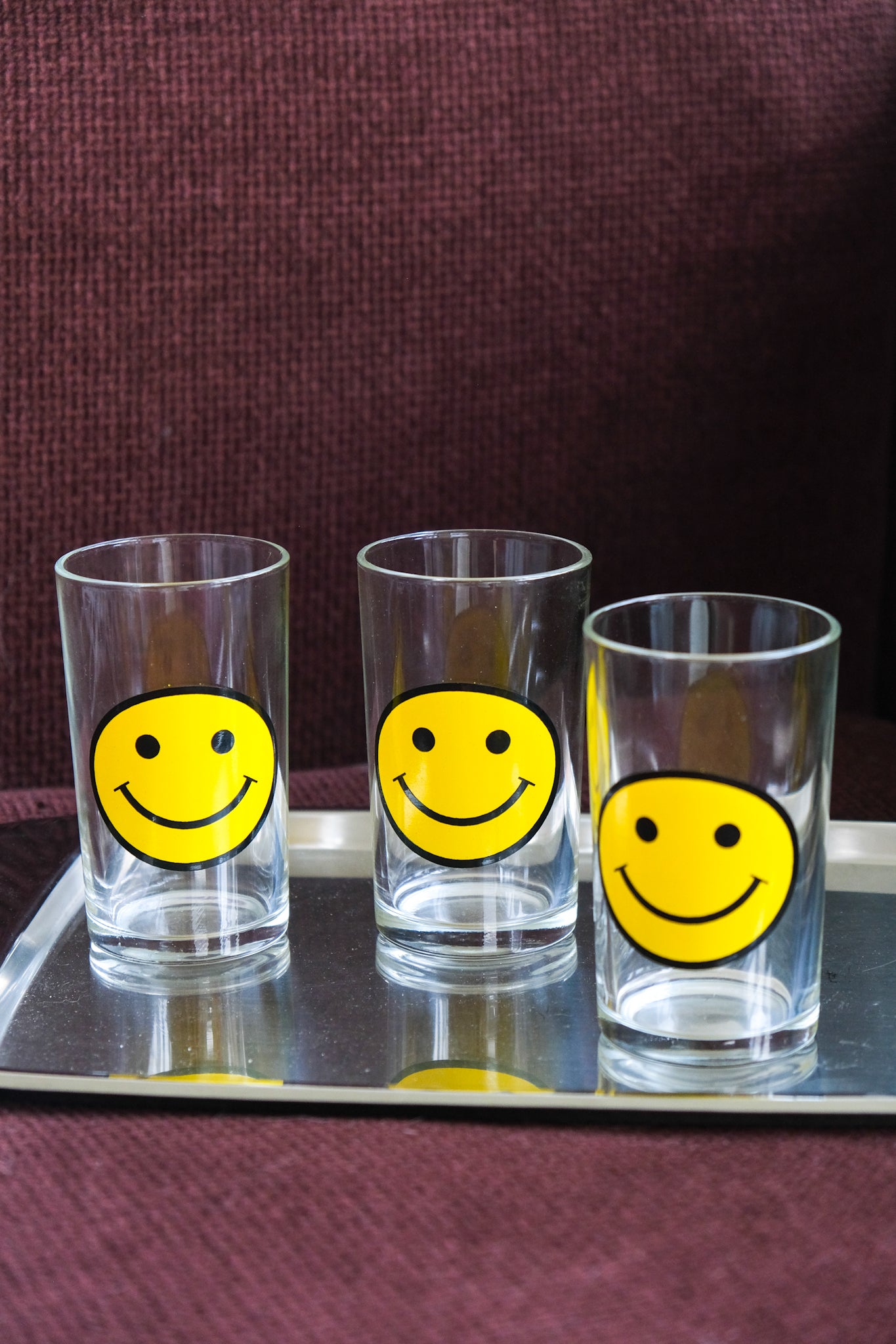 Set of three smiley glasses