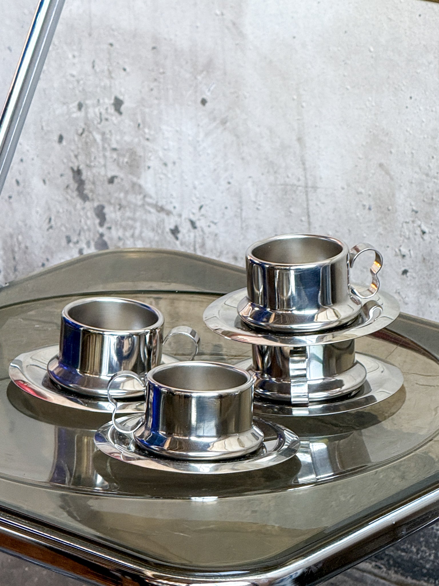 Set of two inox cups & saucers