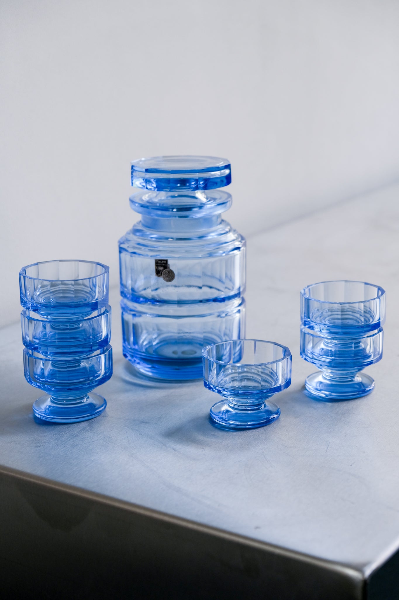 Crystal glass bar set by Palme Kristall